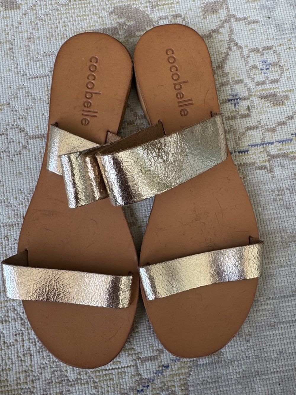 NEW Anthropologie Cocobelle Gold Sandals Size 10 - Picture 2 of 7